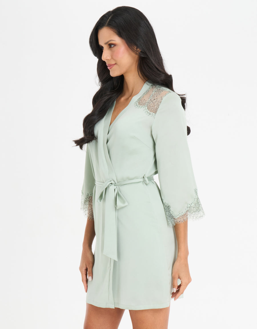 Satin Short Dress and Robe Set