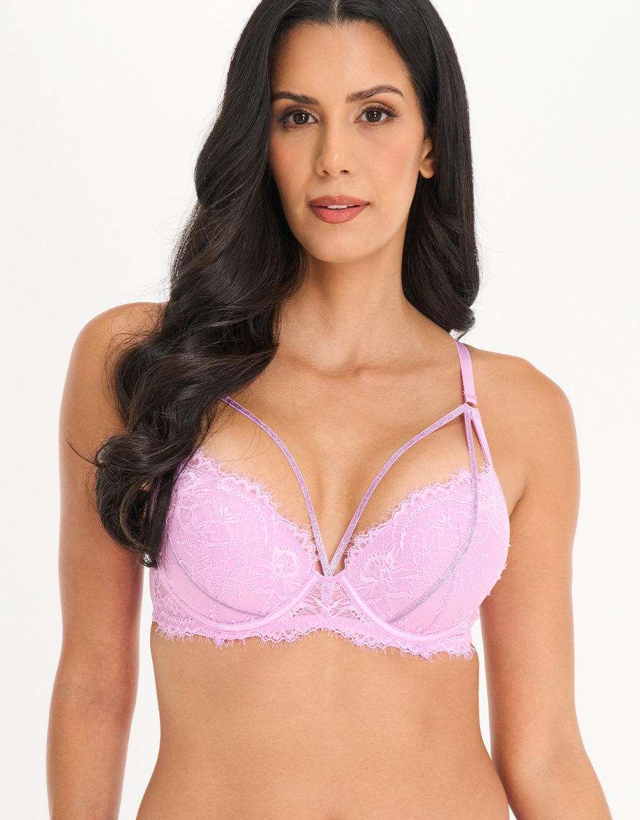 Lace Double Push Up Bra in Dusky Purple