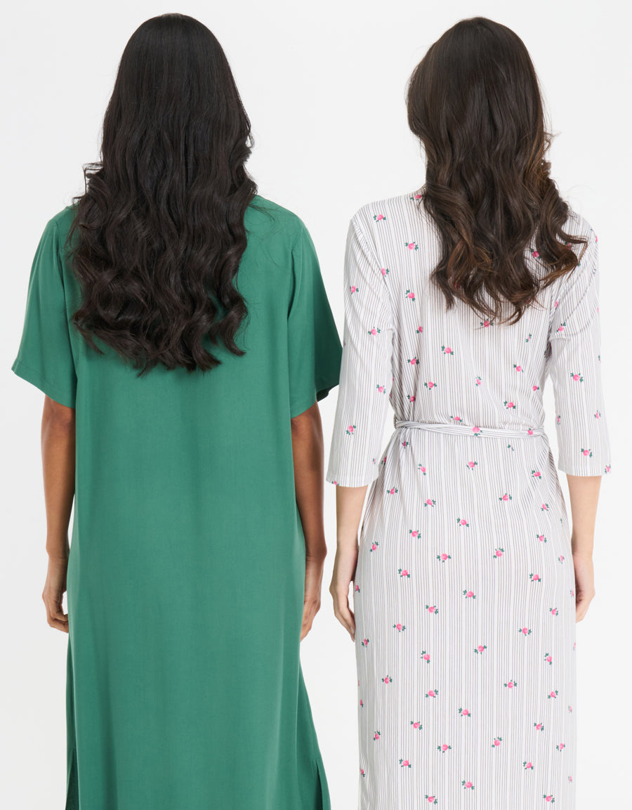 2-Pack Soft-Stretch Long Dresses