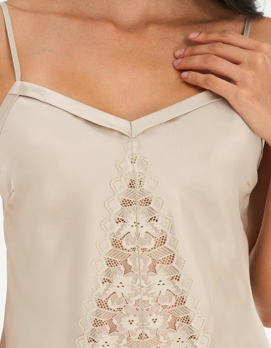 Lace-Trim Satin Short Pajama Set
