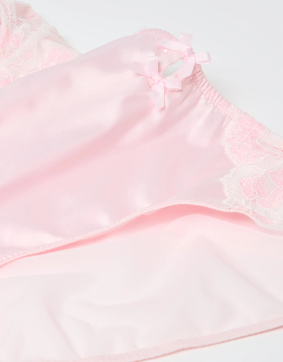 Lace-Trim Satin Bridal Bikini Panty