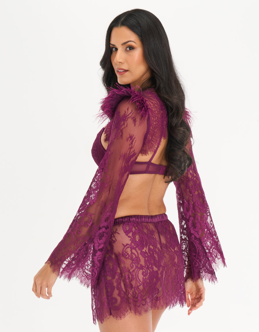 Bra Set Lace Lingerie Set in Dark Purple