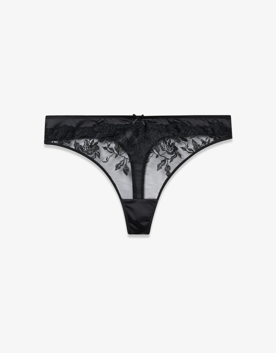 Embroidered Sheer Thong Panty