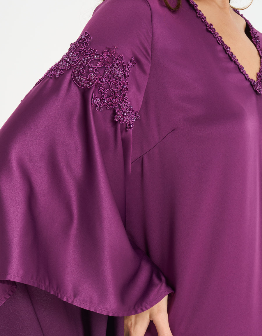 Satin Long Dress in Dark Purple