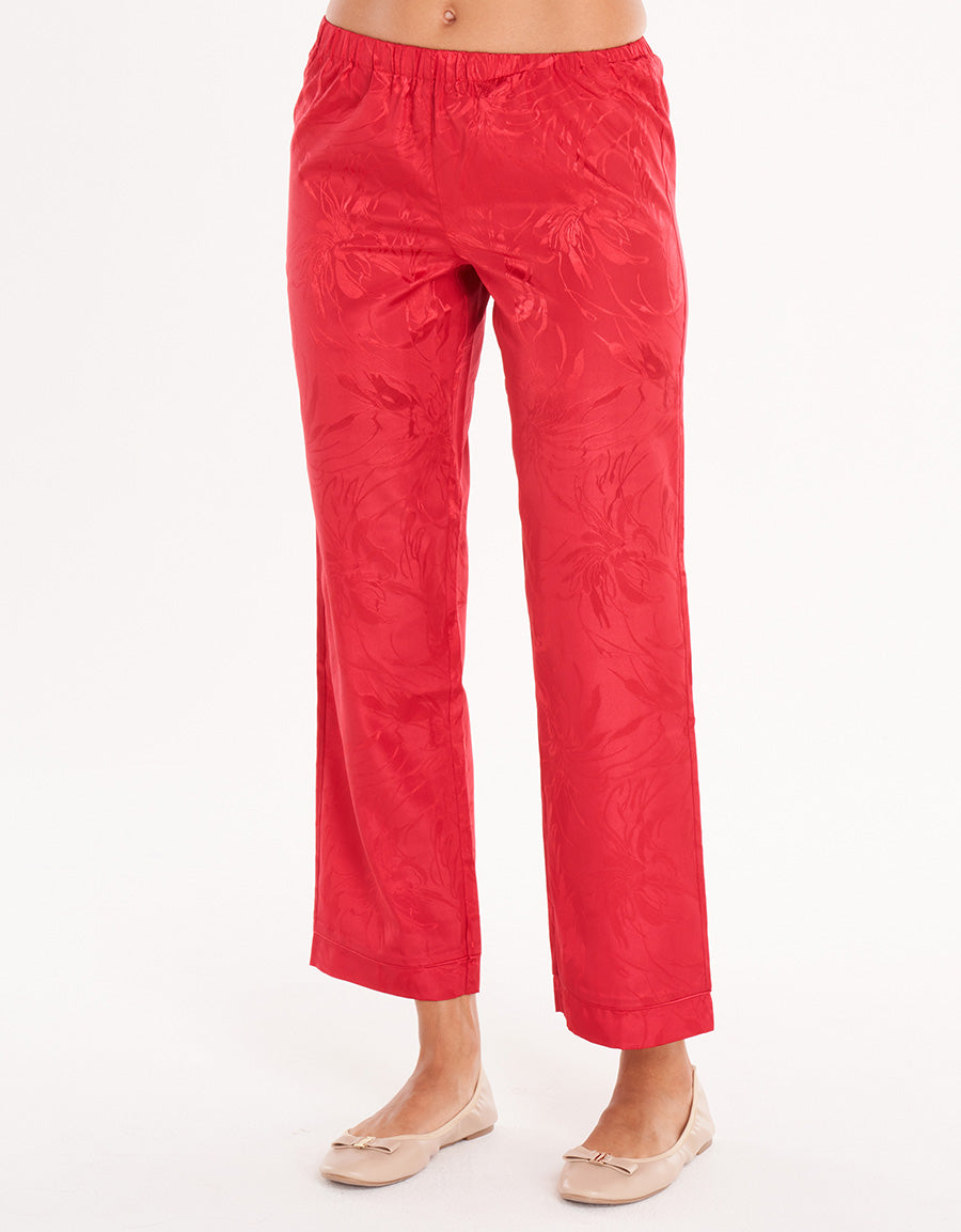 Red Short-Sleeve Long Pajama Set