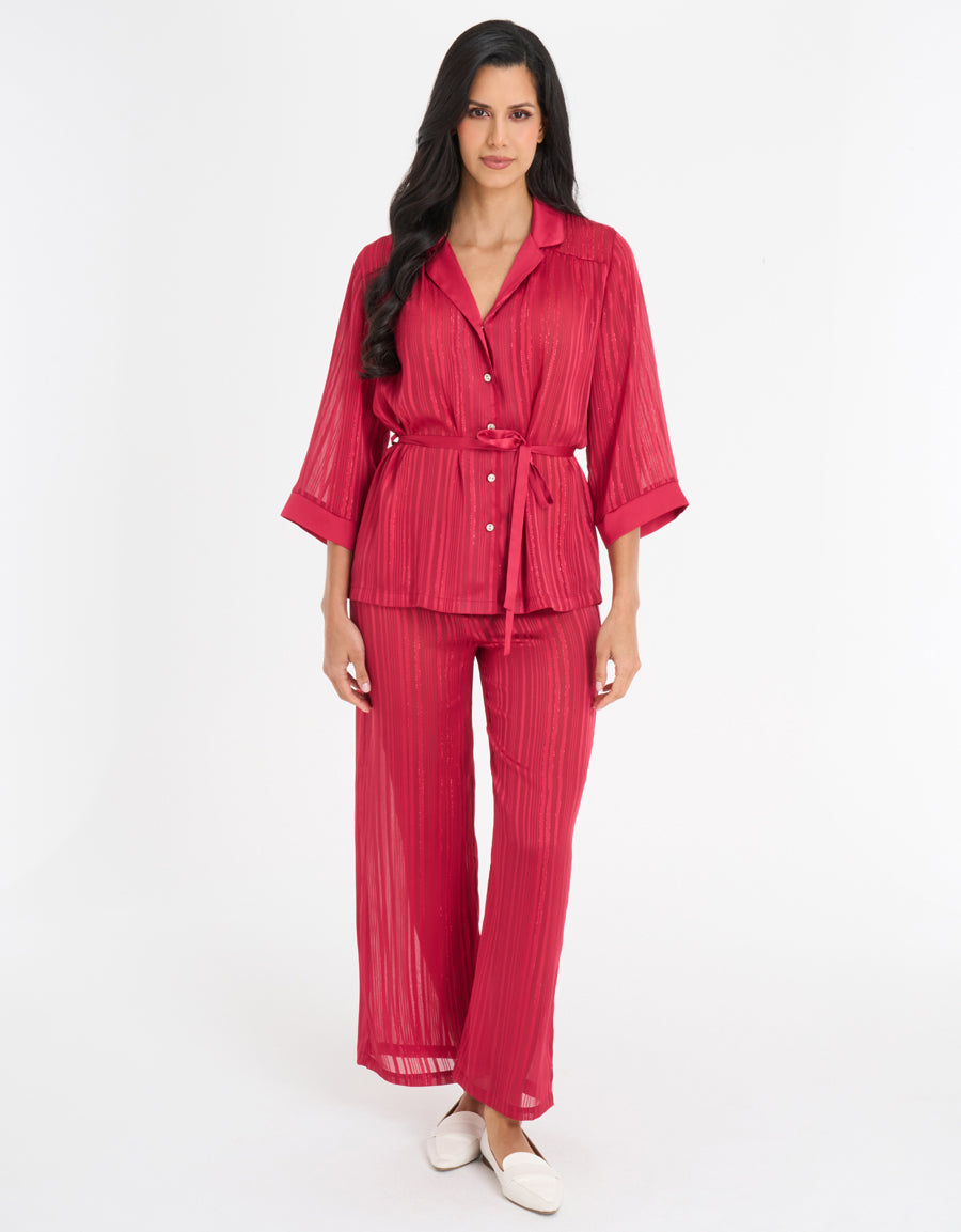 Jacquard Chiffon Pajama Set