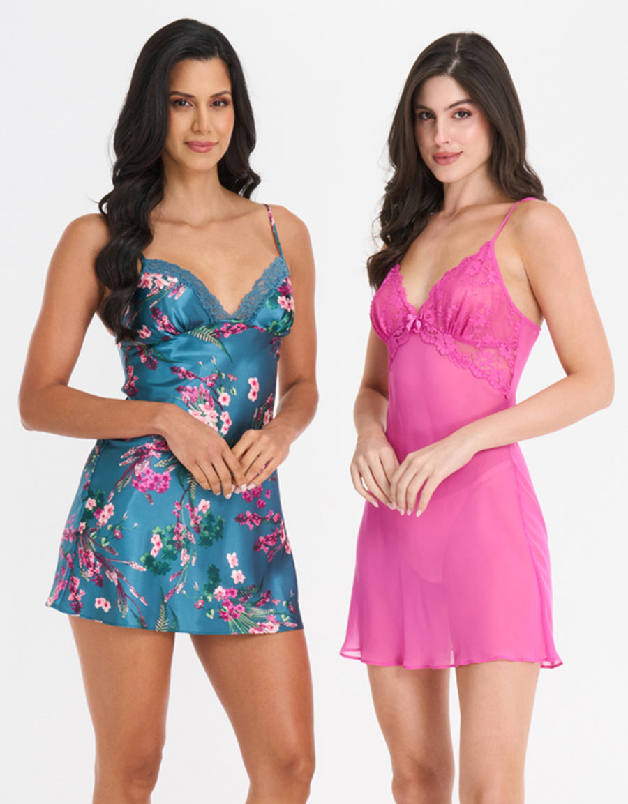 2-Pack Satin and Chiffon Short Dresses