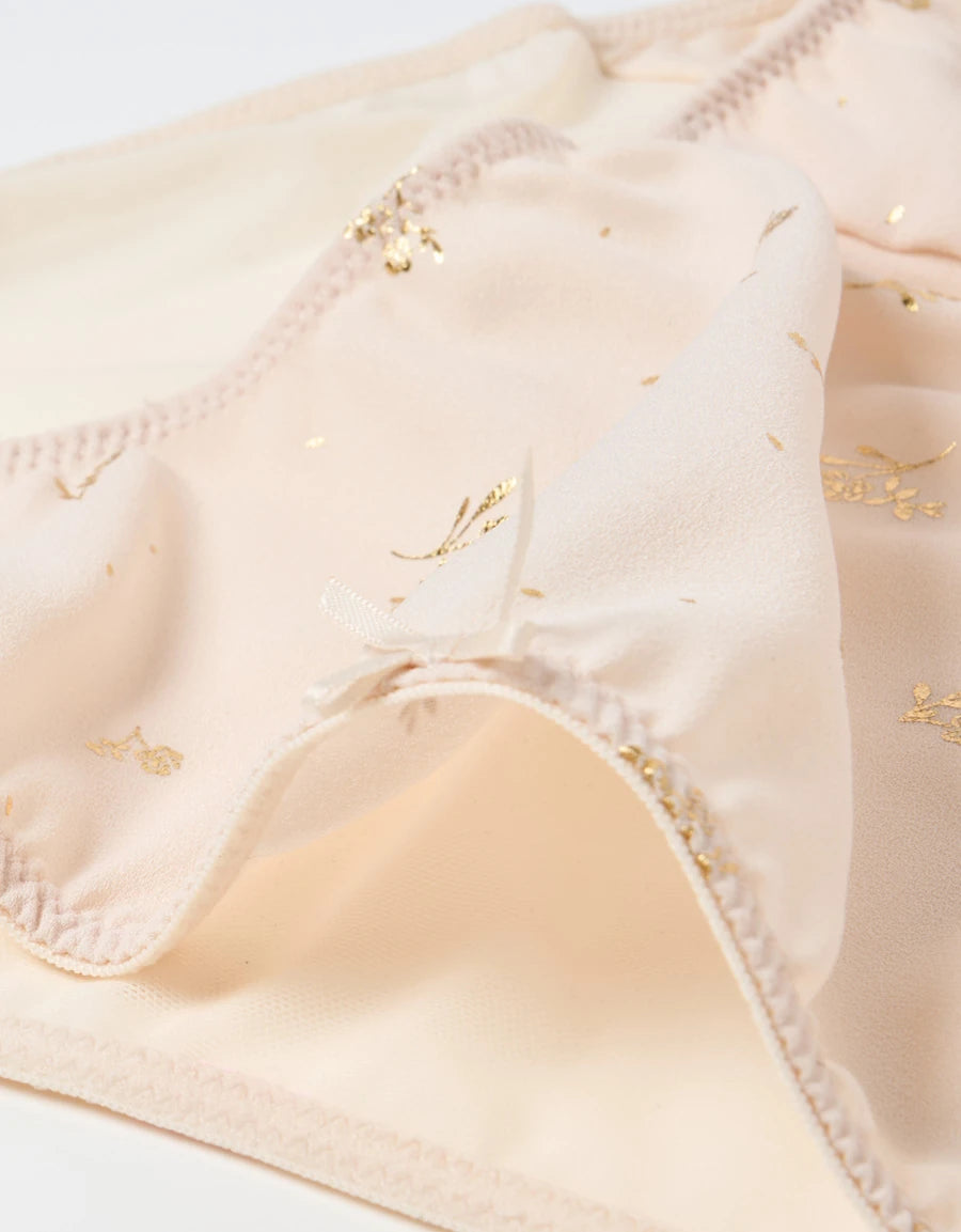 Lace-Trim Floral Print Bridal Bikini Panty