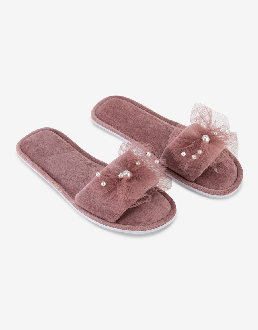 Plush Open Toe Slipper