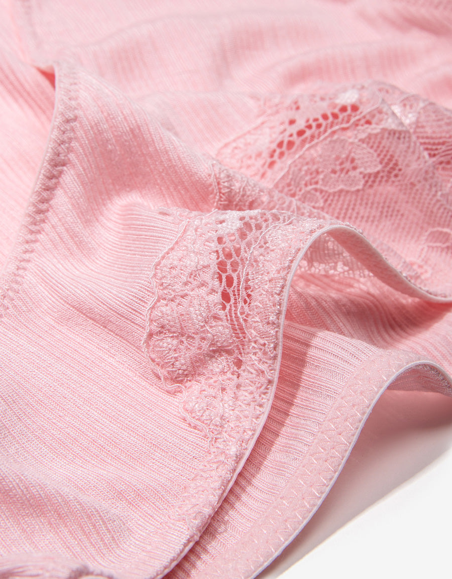 Ribbed Bikini Panty in Light Pink