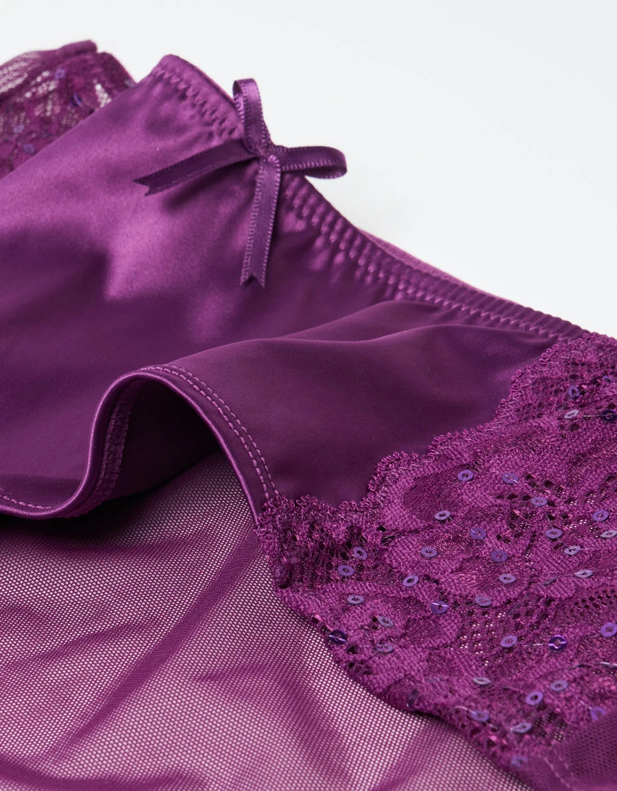 Lace-Trim Satin Hipster Panty
