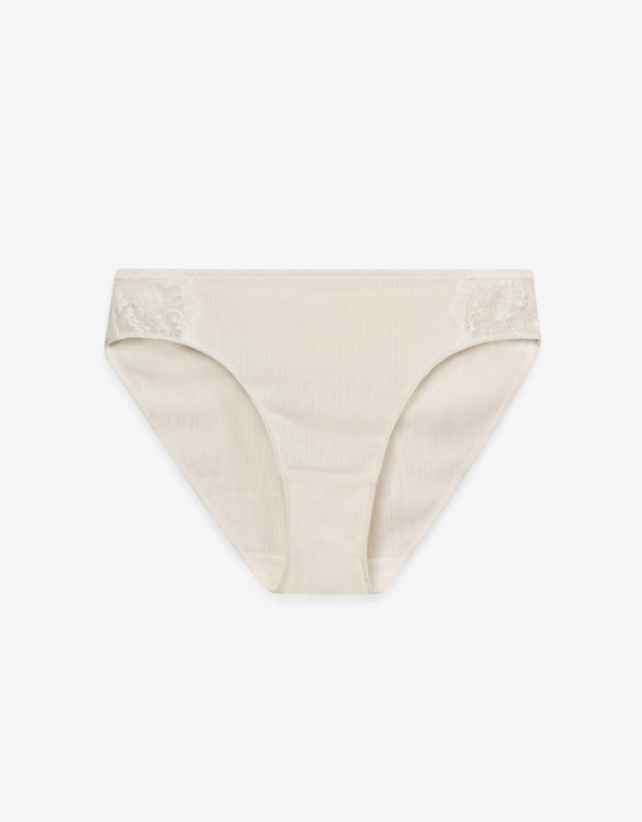 Ribbed Bikini Panty in White