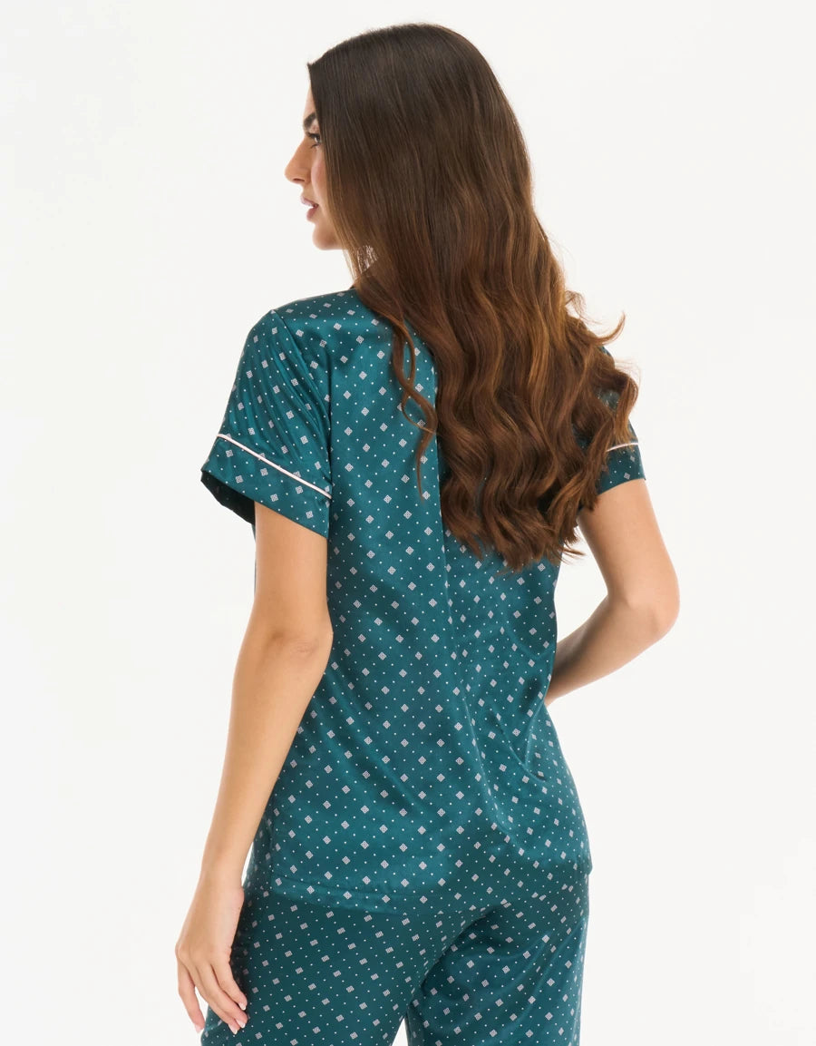Floral Print Satin Pajama Set