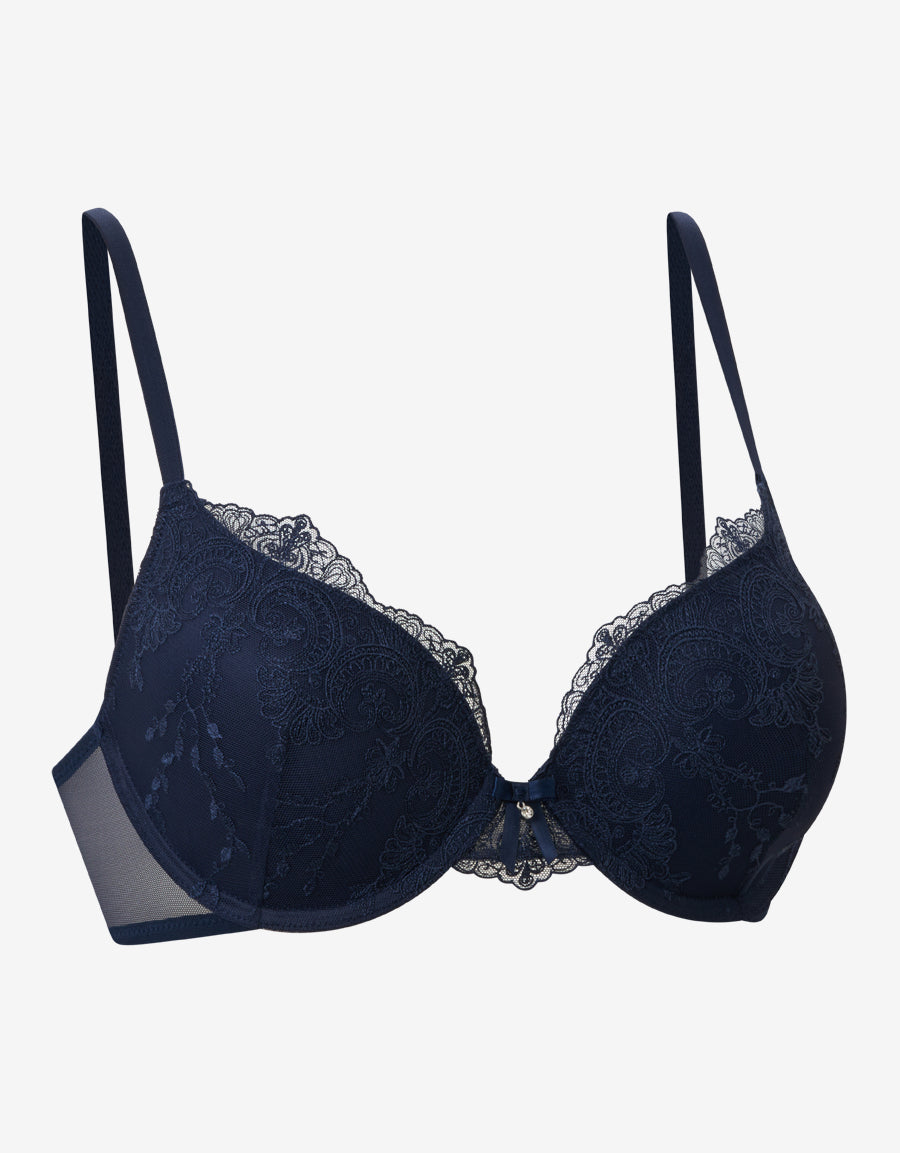 Mesh And Embroidery Plunge Bra