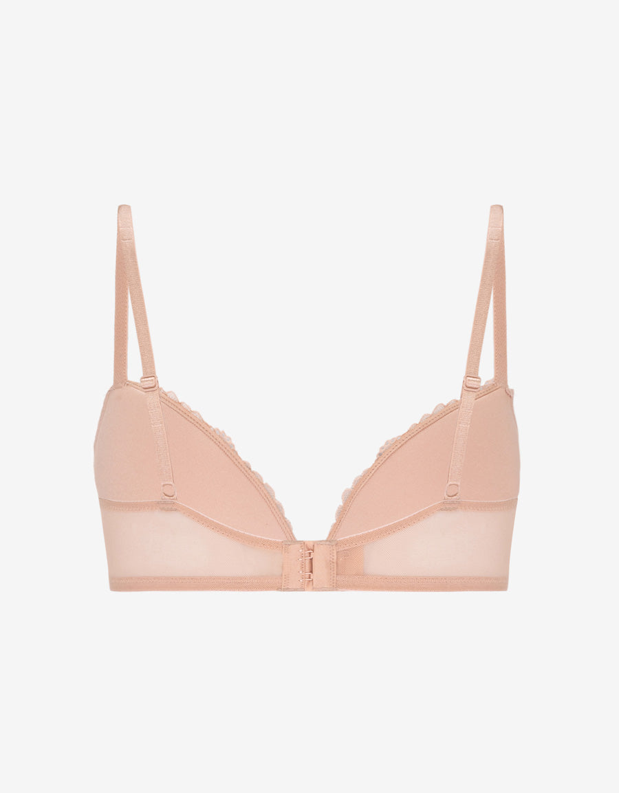 Sparkle Lace-Trim Satin Plunge Bra