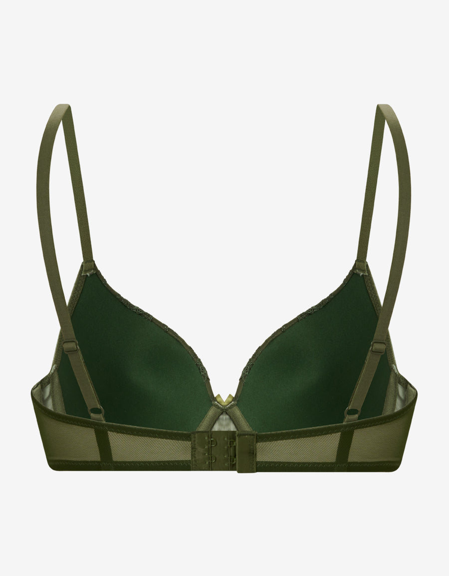 Mesh And Embroidery Plunge Bra