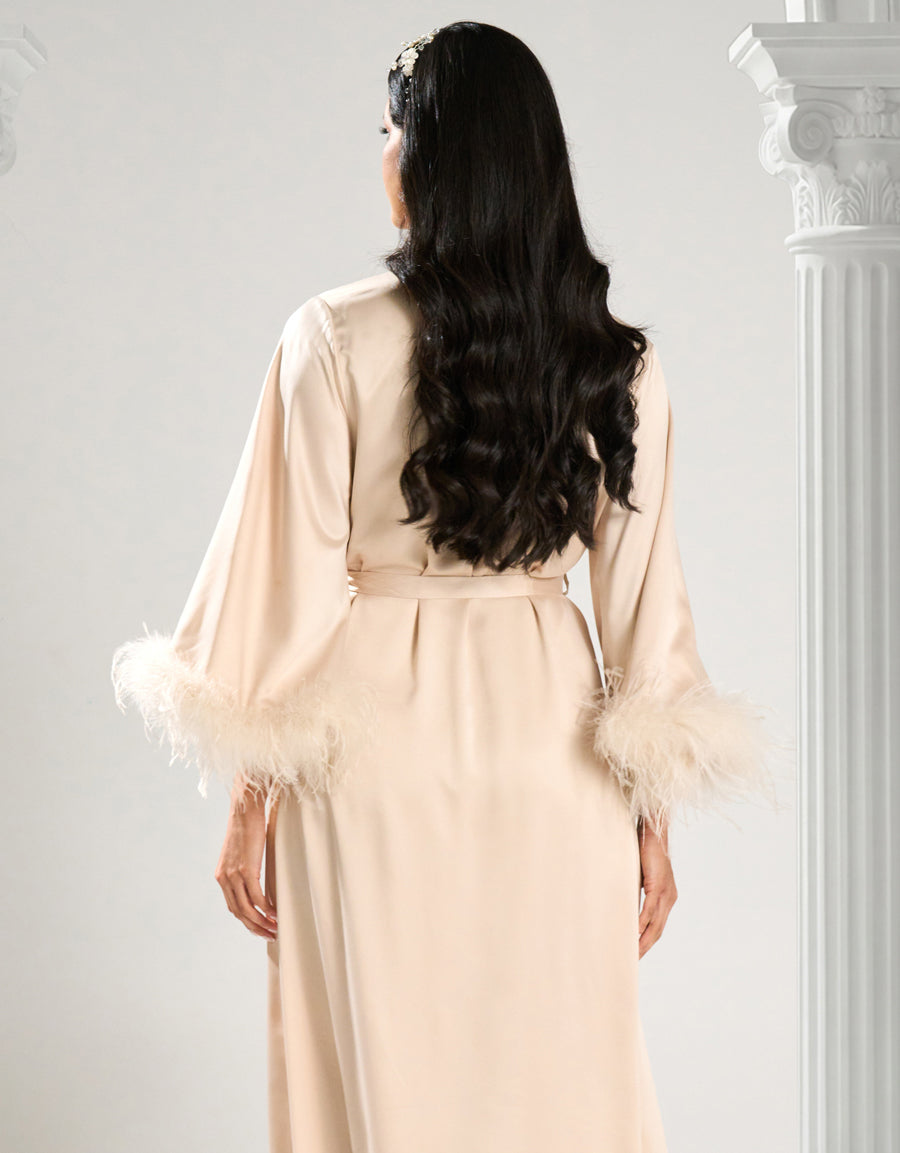 Satin Bridal Long Dress and Robe Set