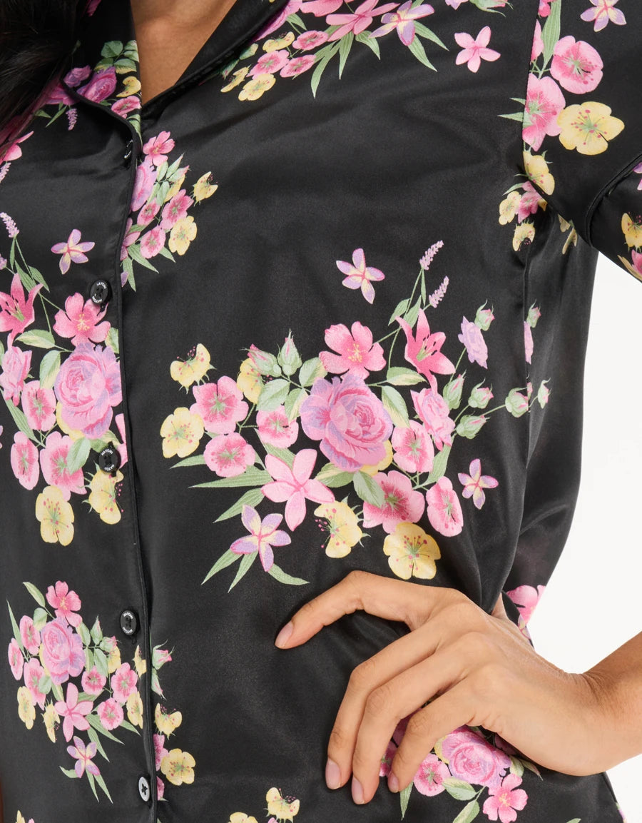 Floral Print Satin Pajama Set